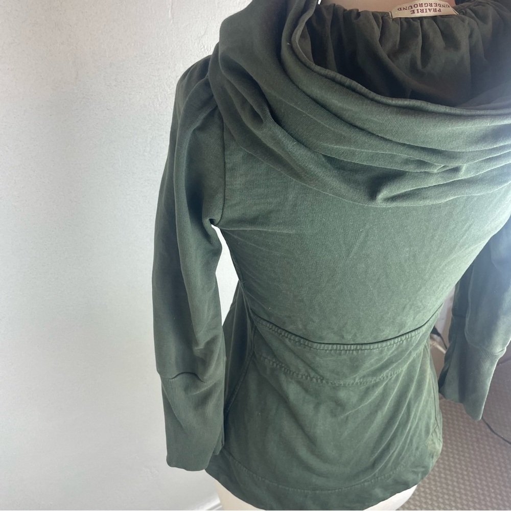 Olive Green Women's Zip Hoodie Sweatshirt - Picture 11 of 16